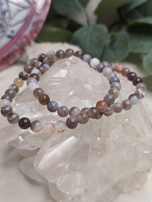 Armband Botswana-Achat – 6 mm Kugeln, handgefertigt & maßgefertigt (XS–XL)