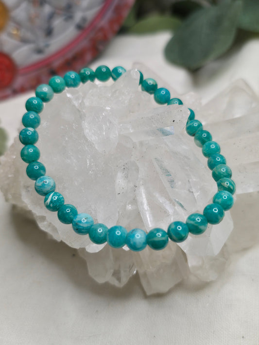 Armband Amazonit – 6 mm Kugeln, handgefertigt & maßgefertigt (XS–XL)