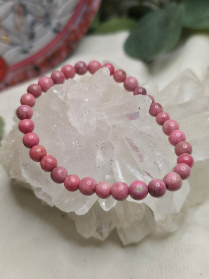 Armband Rhodonit – 6 mm Kugeln, handgefertigt & maßgefertigt (XS–XL)