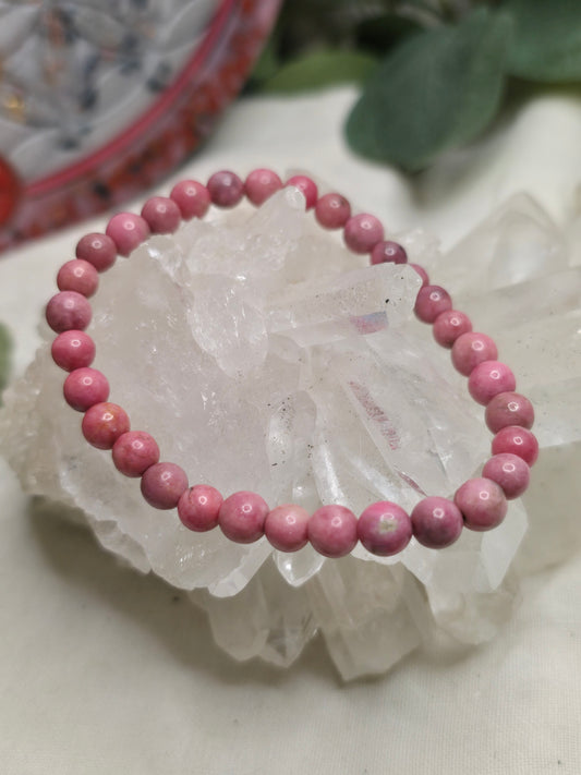 Armband Rhodonit – 6 mm Kugeln, handgefertigt & maßgefertigt (XS–XL)