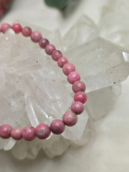 Armband Rhodonit – 6 mm Kugeln, handgefertigt & maßgefertigt (XS–XL)
