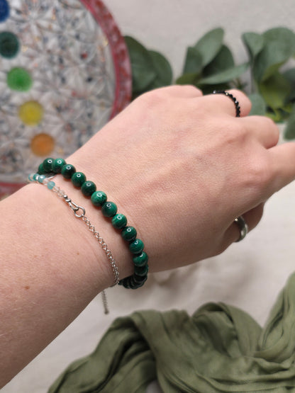 Armband Malachit – 6 mm Kugeln, handgefertigt & maßgefertigt (XS–XL)
