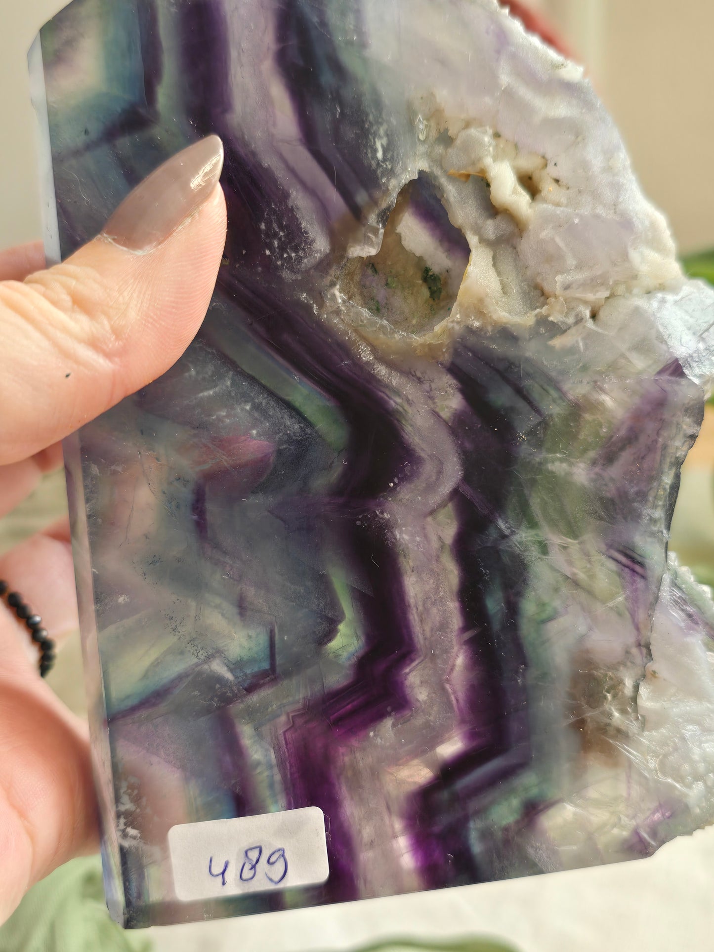 Fluorit Platte mit Naturrand & Druse – 489 g | Einzelstück