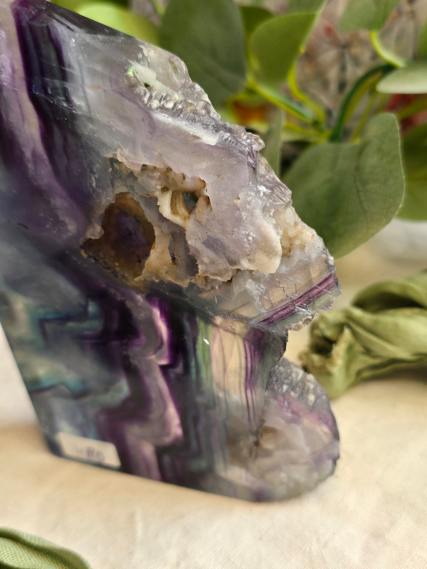 Fluorit Platte mit Naturrand & Druse – 489 g | Einzelstück