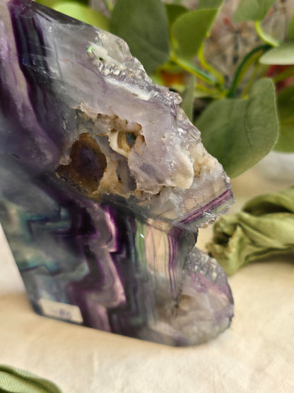 Fluorit Platte mit Naturrand & Druse – 489 g | Einzelstück