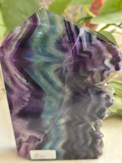 Regenbogenfluorit Platte mit Naturrand – 341 g | Einzelstück