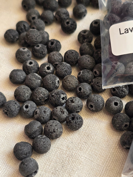 Lavaperlen 6 mm – 50 Stück | naturbelassen, schwarz | Perlen für Schmuck & DIY