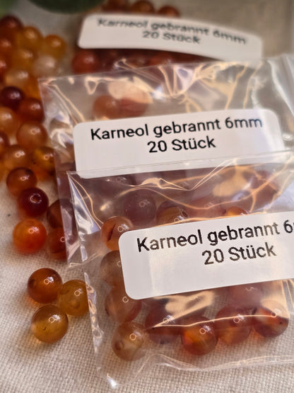 Karneol Perlen 6 mm – 20 Stück | Edelsteinperlen für Schmuck & DIY