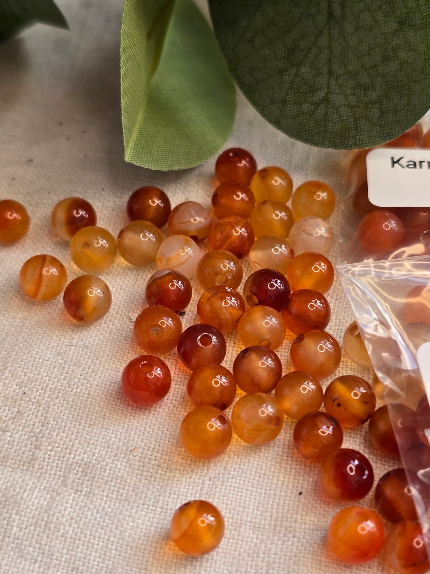 Karneol Perlen 6 mm – 20 Stück | Edelsteinperlen für Schmuck & DIY