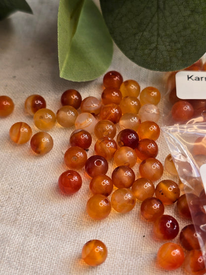 Karneol Perlen 6 mm – 20 Stück | Edelsteinperlen für Schmuck & DIY