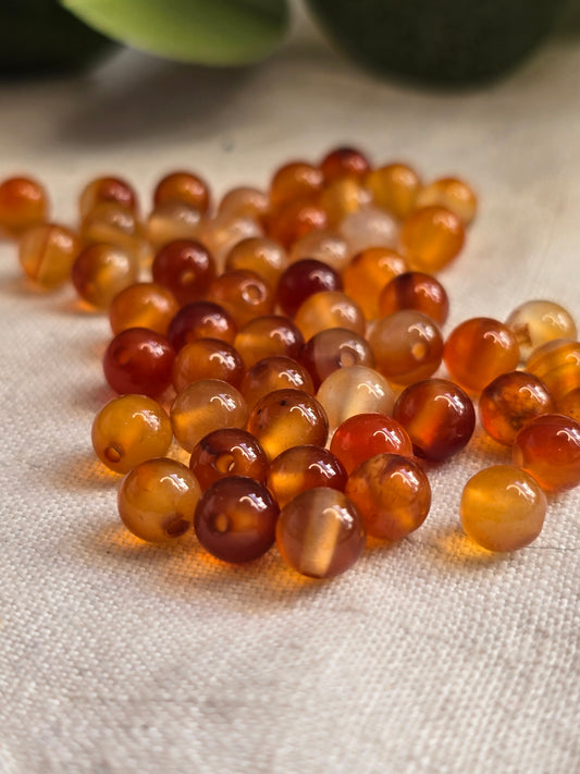 Karneol Perlen 6 mm – 20 Stück | Edelsteinperlen für Schmuck & DIY