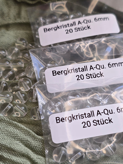 Bergkristall Perlen 6 mm – A-Qualität | 20 Stück für Schmuck & DIY