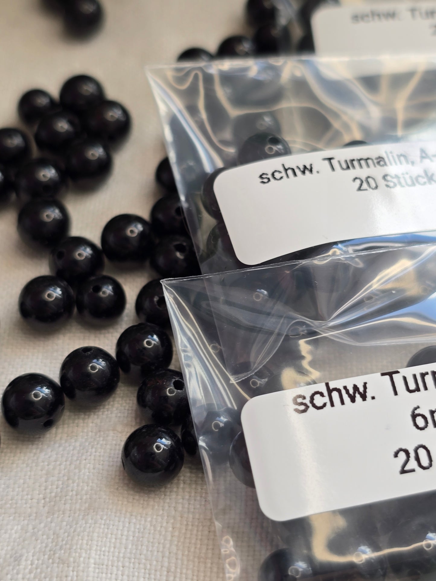 Schwarzer Turmalin Perlen 6 mm – A-Qualität | 20 Stück für Schmuck & DIY