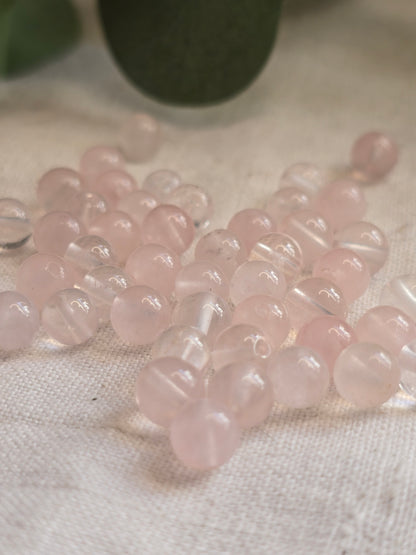 Rosenquarz Perlen 6 mm – A-Qualität, semi-transparent | 20 Stück für Schmuck & DIY