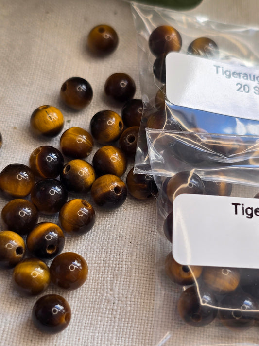 Tigerauge Perlen 6 mm – 20 Stück | Edelsteinperlen für Schmuck & DIY
