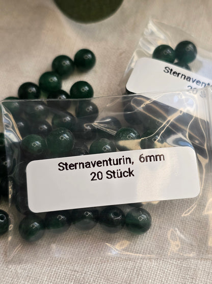 Sternaventurin Perlen 6 mm – A-Qualität | 20 Stück für Schmuck & DIY