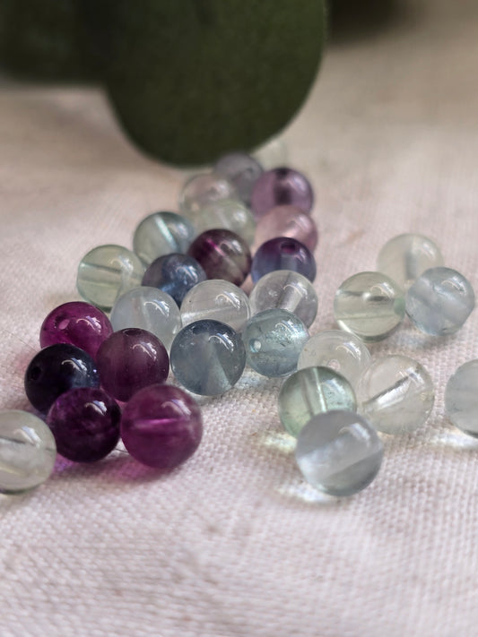 Regenbogenfluorit Perlen 6 mm – A-Qualität | 20 Stück für Schmuck & DIY