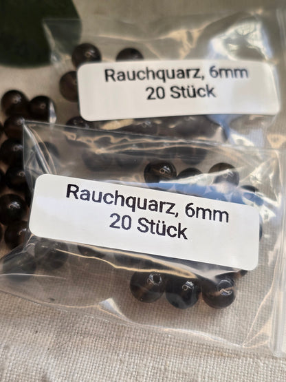 Rauchquarz Perlen 6 mm – A-Qualität | 20 Stück für Schmuck & DIY