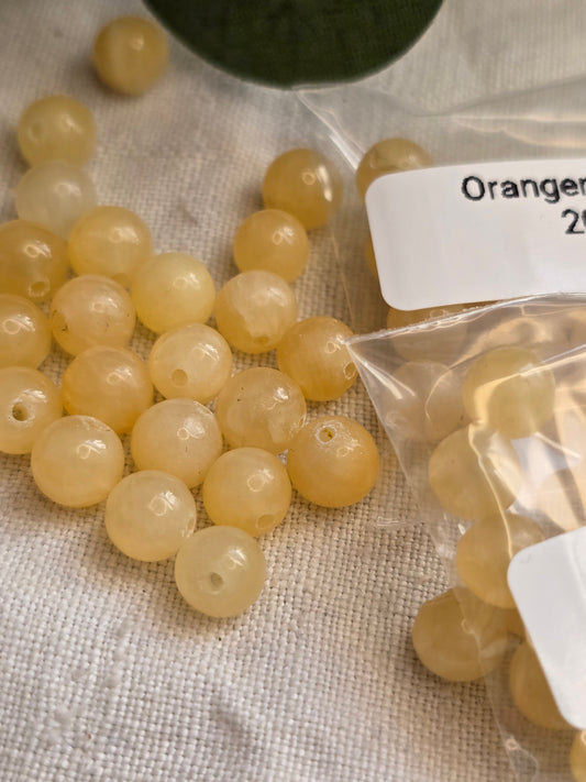 Orangencalcit Perlen 6 mm – A-Qualität | 20 Stück für Schmuck & DIY