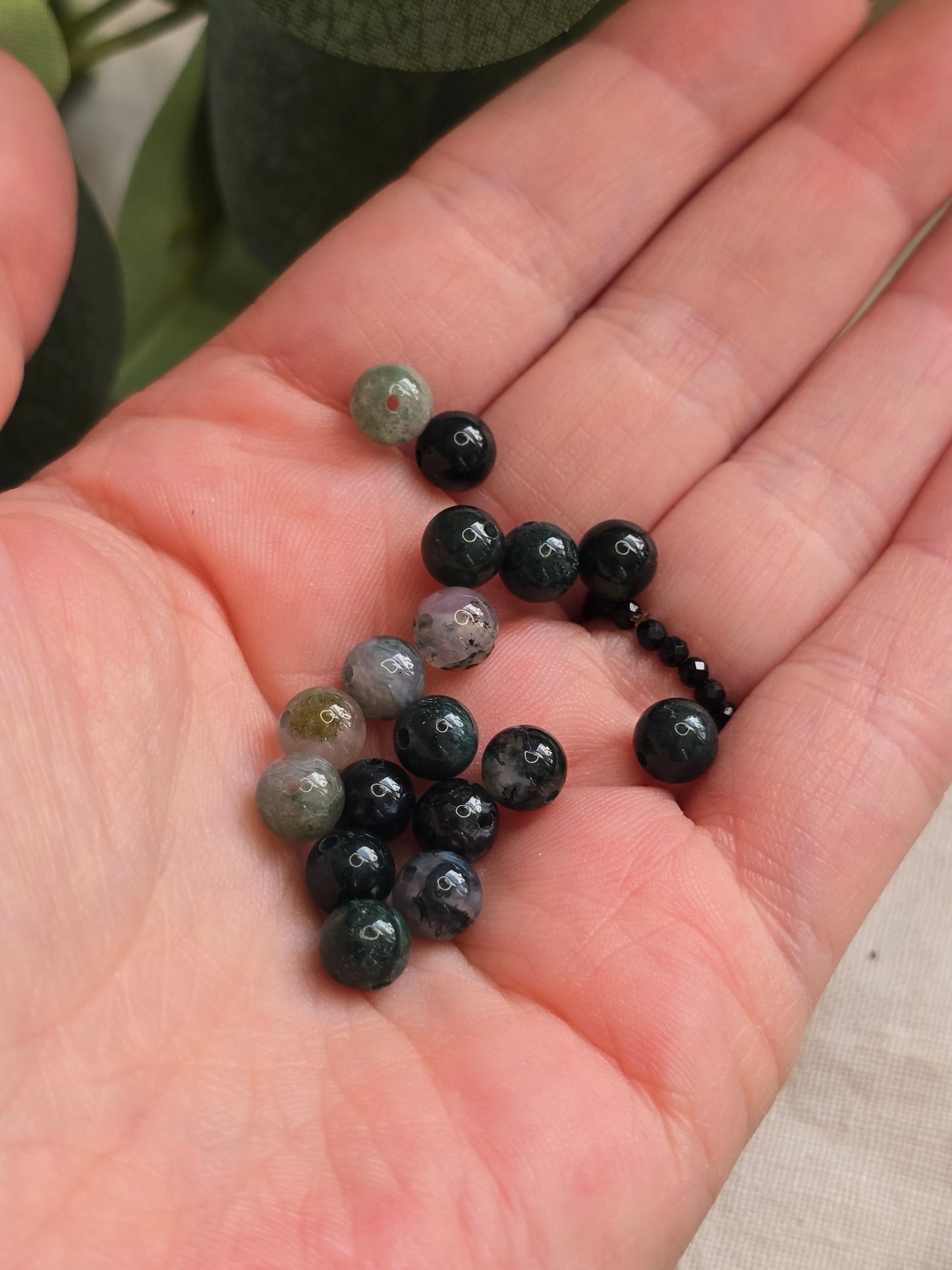 Moosachat Perlen 6 mm – A-Qualität | 20 Stück für Schmuck & DIY