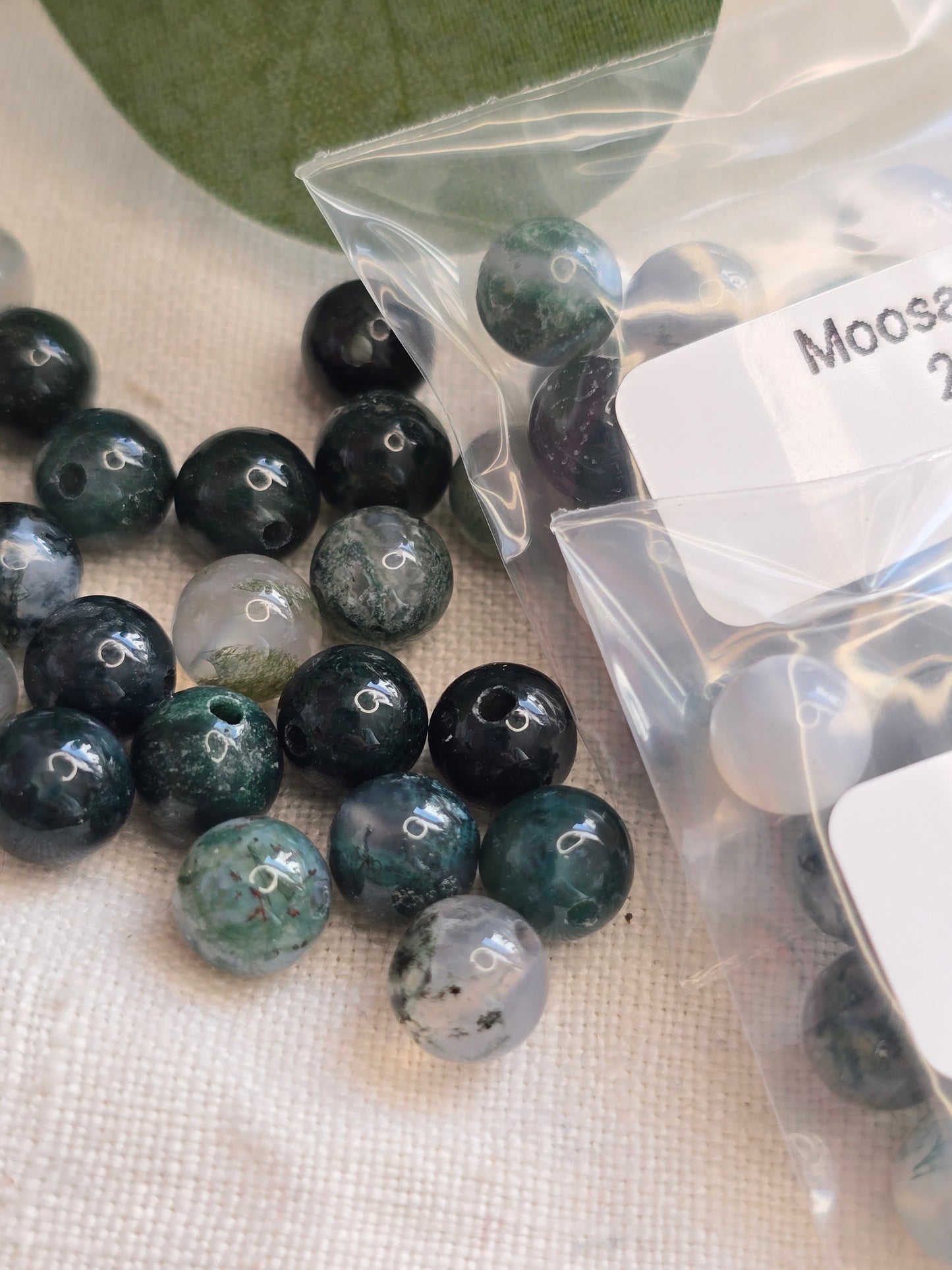 Moosachat Perlen 6 mm – A-Qualität | 20 Stück für Schmuck & DIY