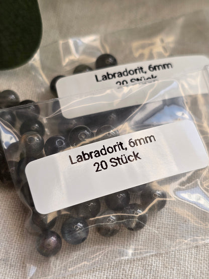 Labradorit Perlen 6 mm – A-Qualität | 20 Stück für Schmuck & DIY