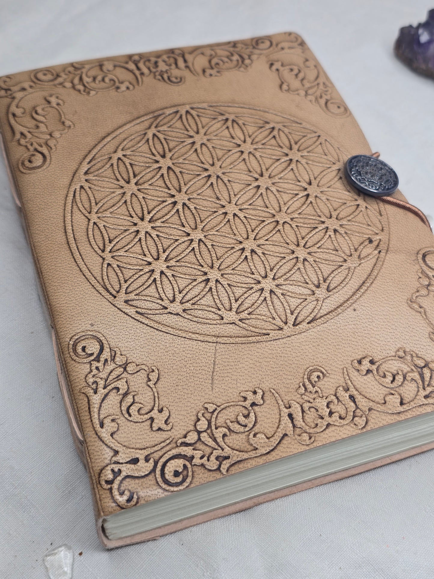 Notizbuch mit Ledereinband Blume des Lebens