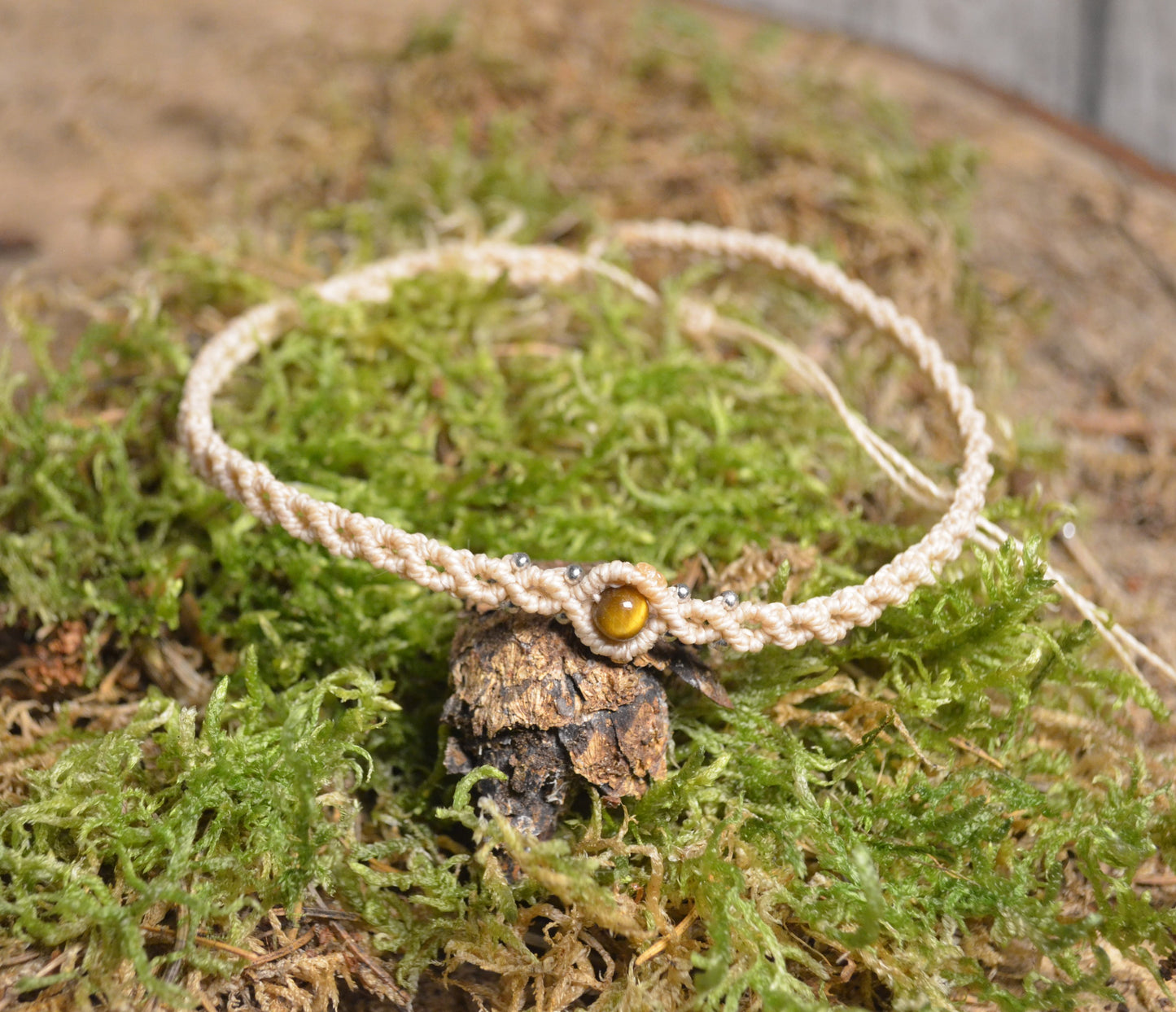 Makramee Chokerkette mit Tigerauge