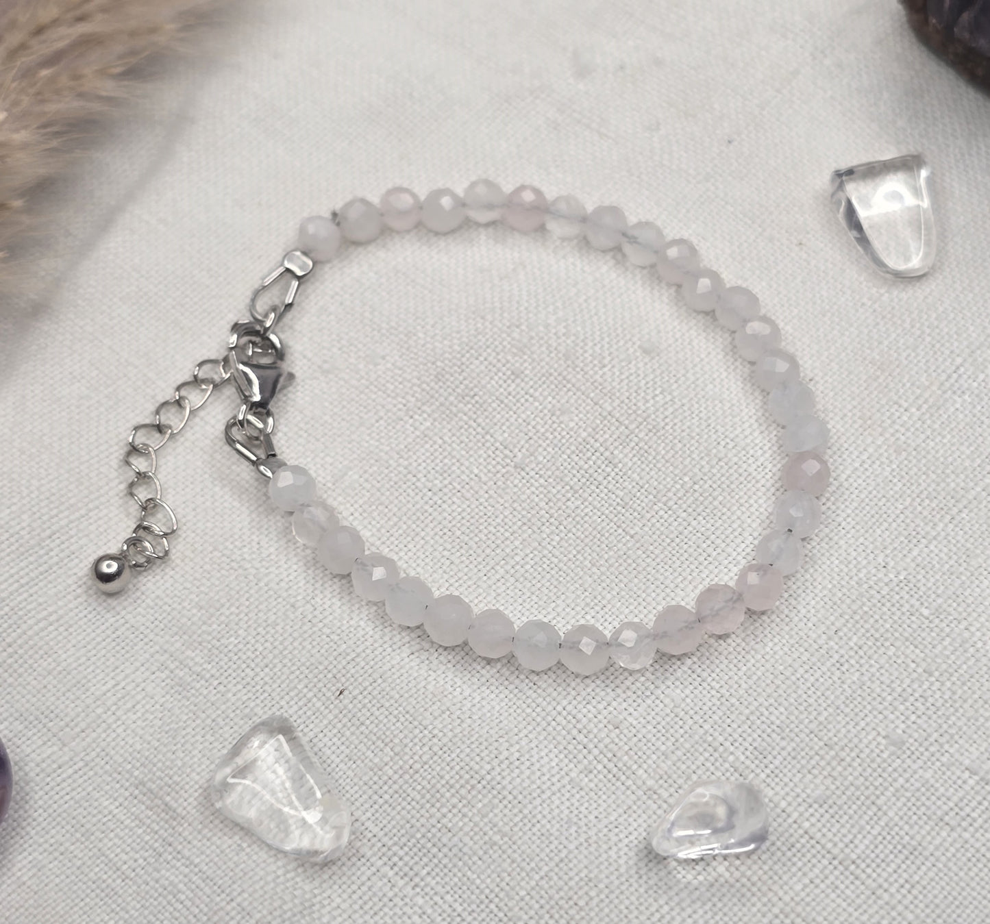 Kinderarmband Rosenquarz 925er Silber