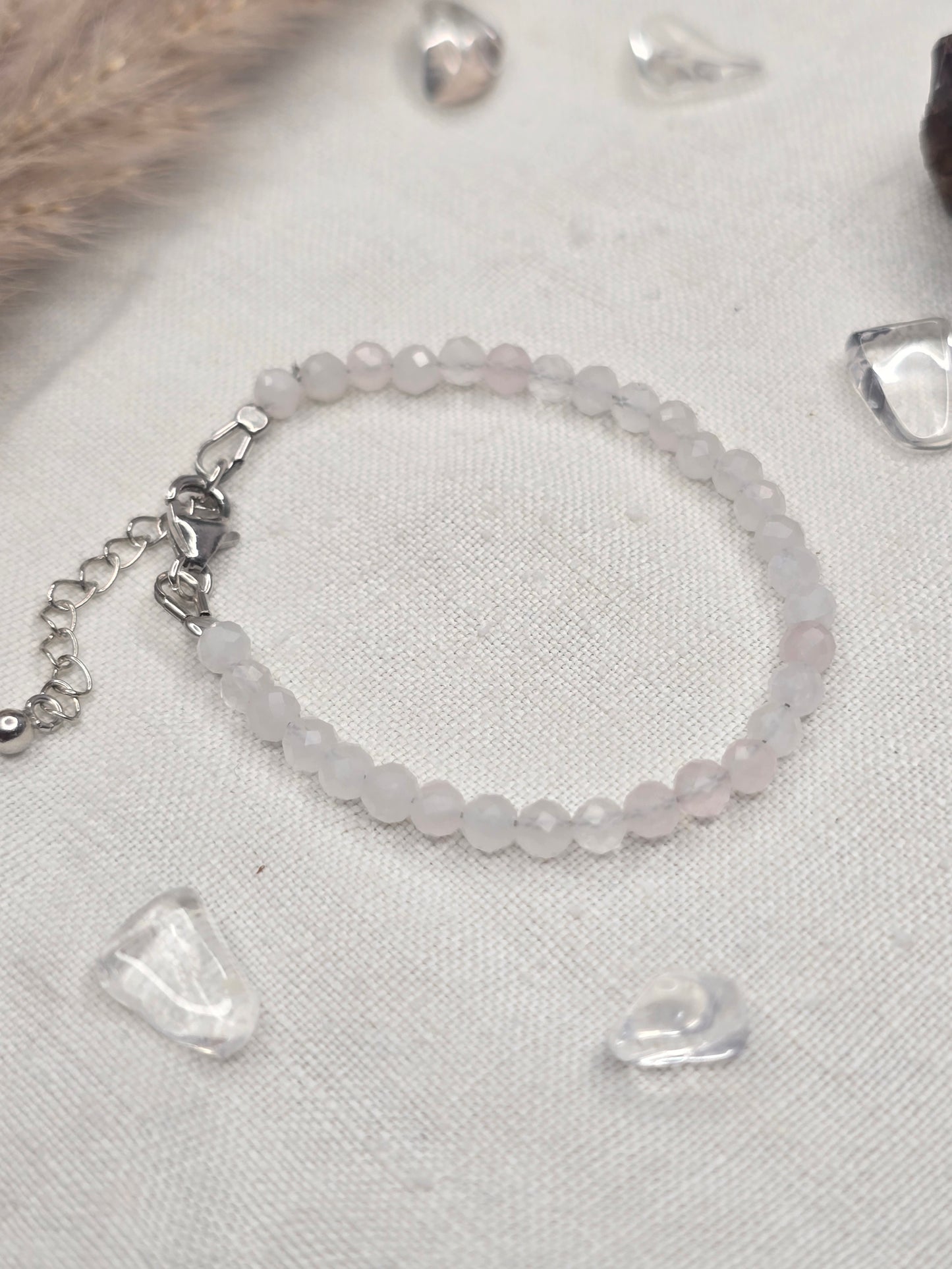 Kinderarmband Rosenquarz 925er Silber