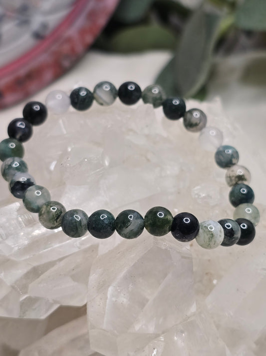 Armband Moosachat – 6 mm Kugeln, handgefertigt & maßgefertigt (XS–XL)