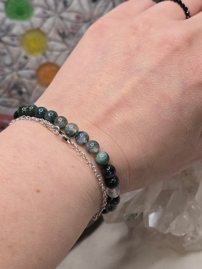 Armband Moosachat – 6 mm Kugeln, handgefertigt & maßgefertigt (XS–XL)