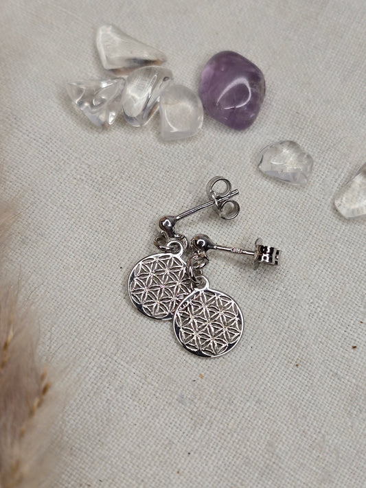 Ohrstecker Lebensblume aus 925er rhodiniertem Silber