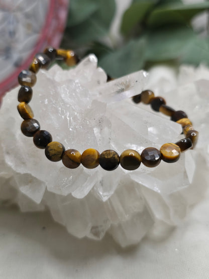 Armband Tigerauge Coins – 4 mm, handgefertigt & maßgefertigt (XS–XL)