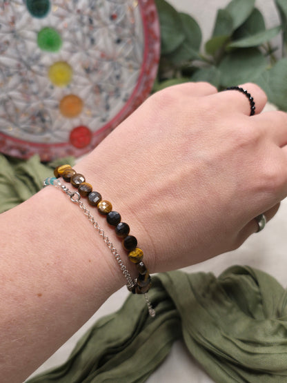 Armband Tigerauge Coins – 4 mm, handgefertigt & maßgefertigt (XS–XL)