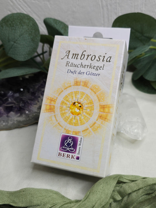 Berk Räucherkegel Ambrosia – 8 Kegel + Halter, süß-blumiger Duft für Harmonie & Inspiration