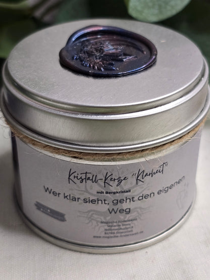 Behälterkerze „Klarheit“ mit Bergkristallen