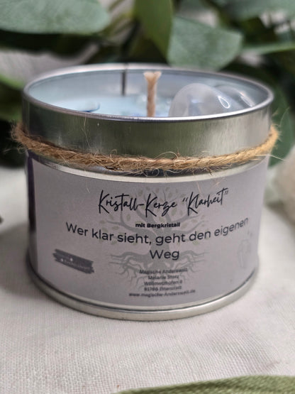 Behälterkerze „Klarheit“ mit Bergkristallen