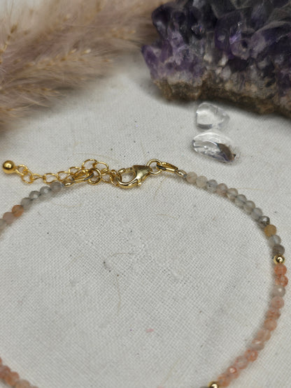 Sonnen- und Mondstein Armband (925er Silber vergoldet)