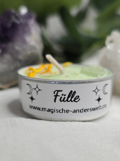 Ritual-Teelicht „Fülle“ mit Bergkristall