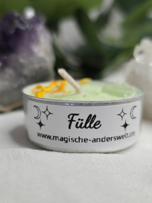 Ritual-Teelicht „Fülle“ mit Bergkristall