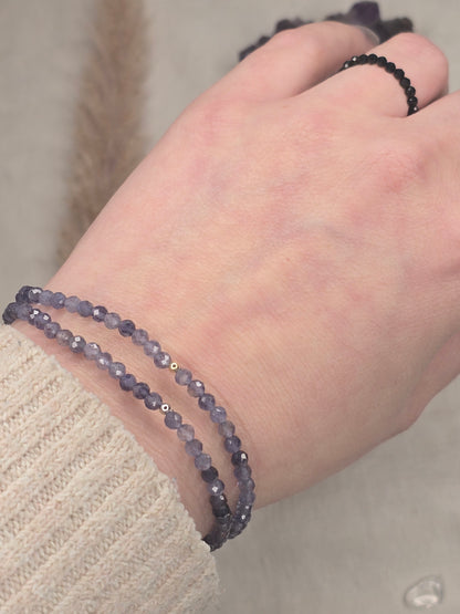 Iolith-Perlenarmband facettiert