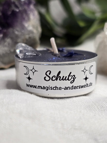 Ritual-Teelicht „Schutz“ mit Bergkristall
