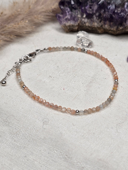 Sonnen- und Mondstein Armband (925er Silber)