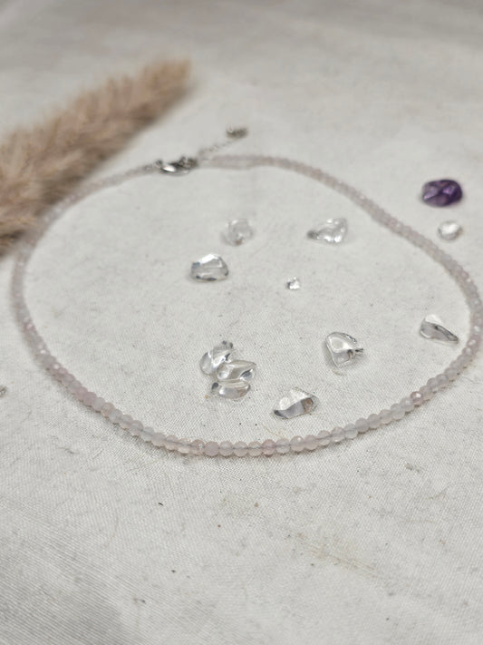 Kette mit Rosenquarz 925er Silber